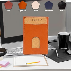 Porte-cartes en cuir, portefeuille tanné végétalien avec personnalisation, portefeuille mince, RFID Secure, Perfect Light Tan