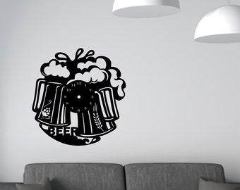 Beer wall clock SVG/DXF - Digital Download (Dxf, Svg, Pdf, Cdr, Ai) - Laser CNC Plasma Waterjet - Beer wall clock Dxf -Beer wall clock Svg