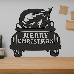 Joyeux Noël voiture SVG/DXF - téléchargement numérique (Dxf, Svg, Pdf, Cdr, Ai) - Laser CNC Plasma jet d'eau - Noël Dxf - Noël Svg