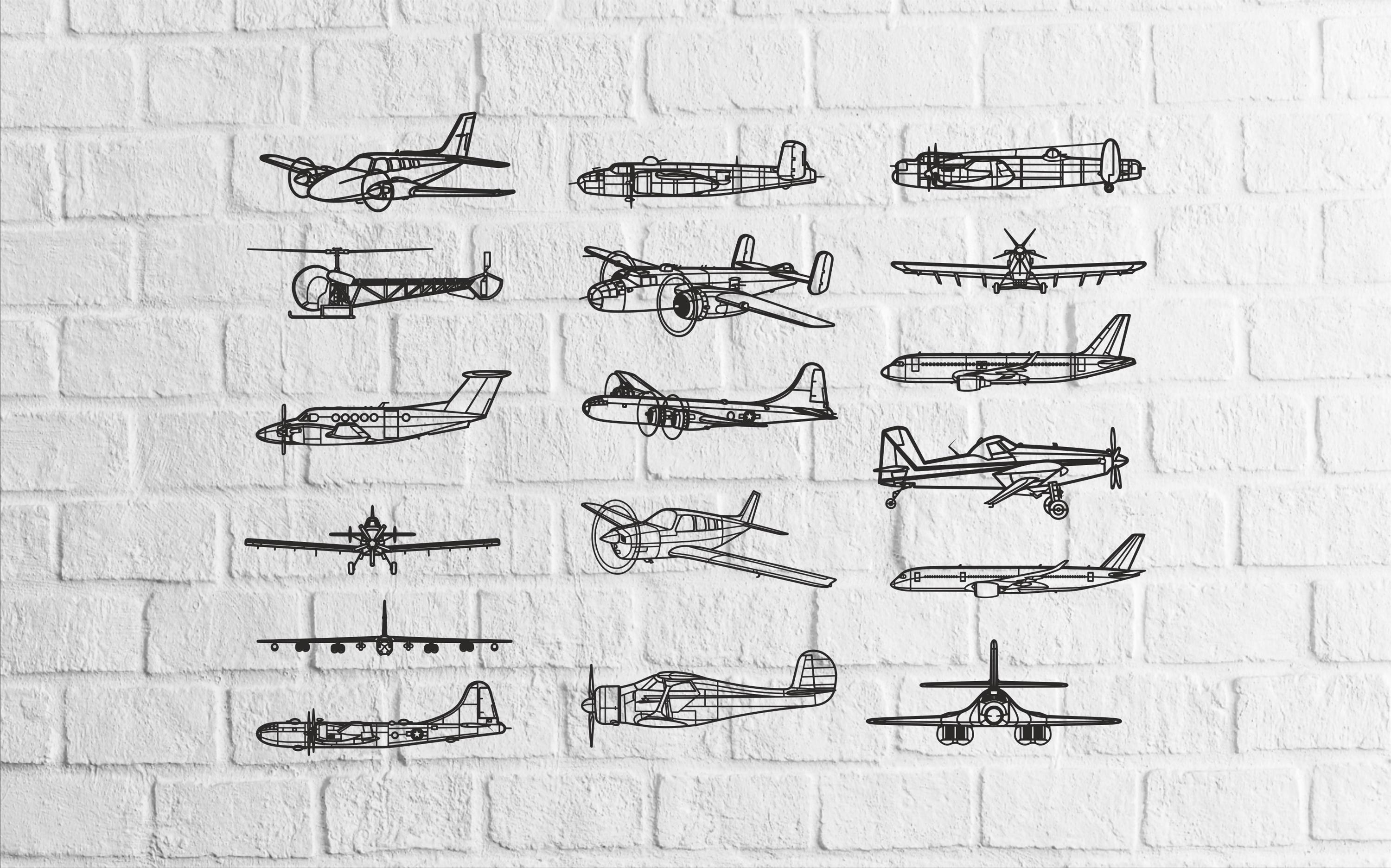 350 Aviation Vector Bundle SVG DXF Eps Ai PDF | Airplane & Helicopter ...