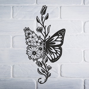 Schmetterling SVG/DXF - Blume Svg/Dxf - Digitaler Download (Dxf, SVG, Pdf, Cdr, Ai) - Laser CNC Plotter-Plasma Wasserstrahl - Schmetterling Dxf - Schmetterling svg