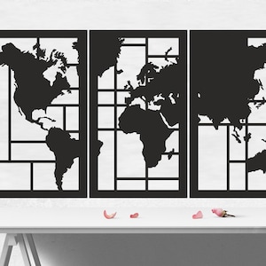 Weltkarte SVG / DXF - Digitaler Download (Dxf, SVG, Pdf, Cdr, Ai) - Laser CNC Konzentration Wasserstrahlstrahl -