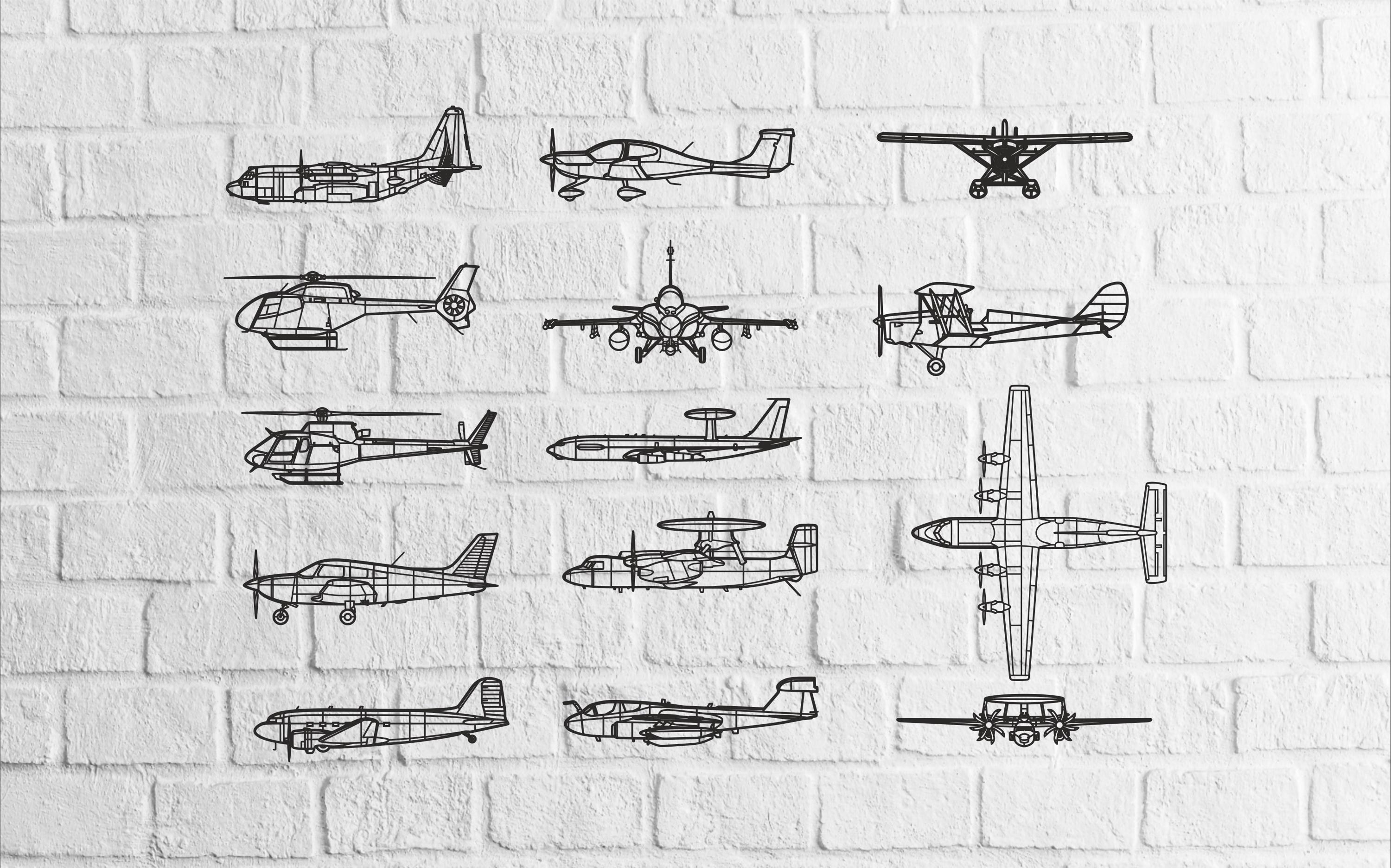 350 Aviation Vector Bundle SVG DXF Eps Ai PDF | Airplane & Helicopter ...