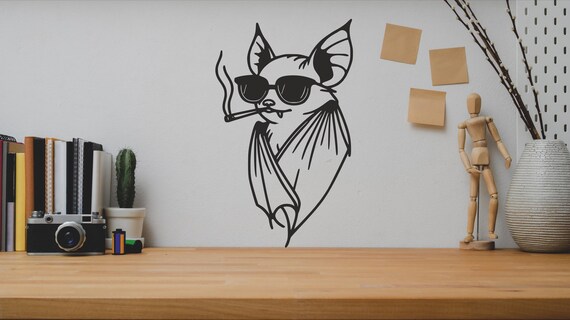 Smoking Bat SVG/DXF , Halloween Svg/dxf Digital Download Svg,dxf,pdf,ai,cdr  - Laser Cnc Plasma Waterjet,bat Dxf - Bat Svg , Metal Cutting