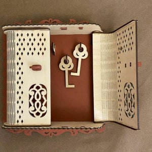 Houten sleutelkastje Kastsleutels Opslag lasergesneden, cnc gesneden, Glowforge gesneden, vectorbestanden dxf, cdr, svg, ai, pdf en 3D puzzel
