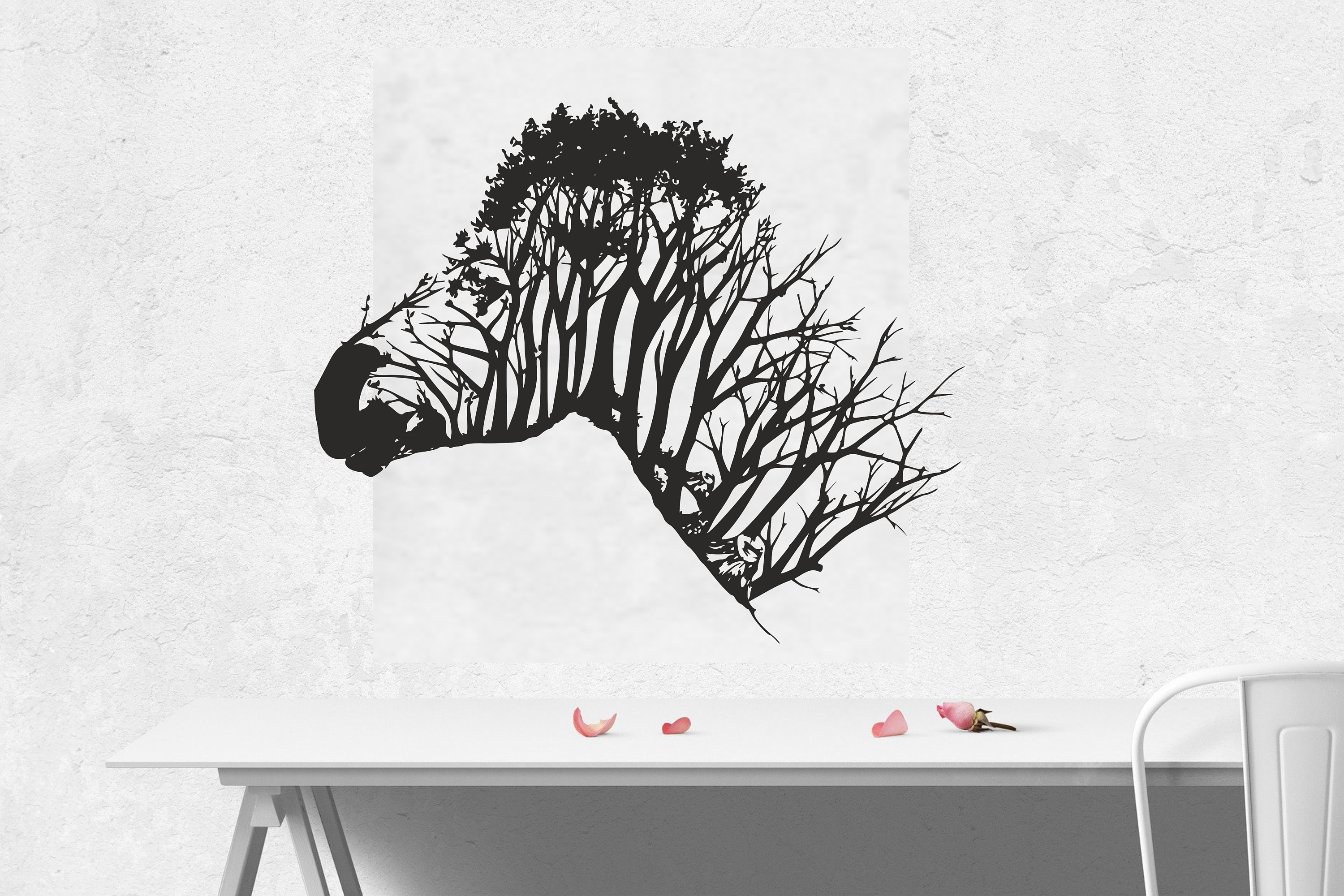 Tree With Zebra Silhouette Wall Decordxfcdr Etsy