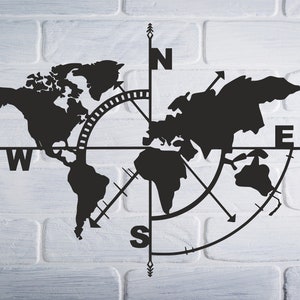 Mapa mundial SVG/DXF - Descarga digital (Dxf, Svg, Pdf, Cdr, Ai) - Láser CNC Plasma Waterjet - Mapa mundial Dxf - Mapa mundial Svg - corte de metal