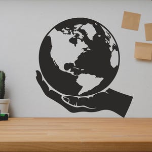 World map on hand SVG/DXF - Digital Download (Dxf, Svg, Pdf, Cdr, Ai) - Laser CNC Plasma Waterjet - World map Dxf - World map Svg
