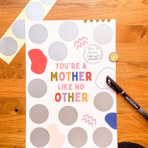 Besonderes Geschenk für Mama zu Muttertag Geburtstag - Kalender mit 12 Feldern zum frei rubbeln in A4