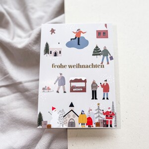 Weihnachtskarte Christmas Town⎮ Grußkarte Weihnachten & Feiertage mit Goldveredelung