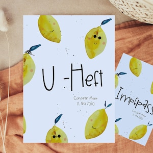 U-Heft & Impfpass Hülle Zitronen aus weichem PVC⎪Geschenk zur Geburt⎪personalisiert⎪individuelles Geschenk Kind
