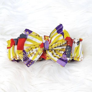 The Golden Adinkra Bow - multicolor hair bow - hair bow for girls - African fabric hair bow - hair accessories for girls -  classic hairbow