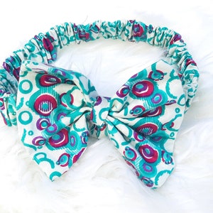 The Blue Ivory Bow - multicolor hair bow - hair bow for girls - African fabric hairbow - hair accessories for girls -  classic style hairbow