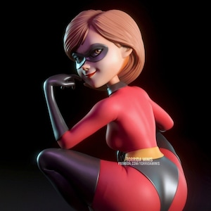 Elastigirl Squatting Figurine | 3D Printed | Solid Resin | Gifts | Garage Kit | Collectable | 1/10th Scale