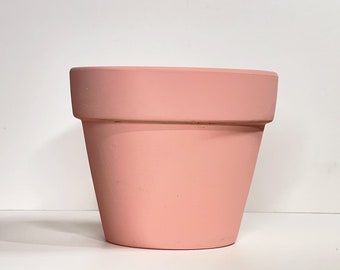 Maceta de terracota rosa de 6" con orificio de drenaje, acabado mate, maceta interior