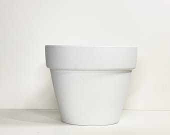 6" White Terracotta Planter Pot with Drainage Hole, Matte Finish