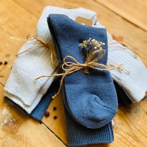 Luxury Aloe Infused, Jasmine infused Recycled Plastic Cozy Socks - Pk of 2 Grey and Light Grey, Beige and Brown, Blue and Light Blue
