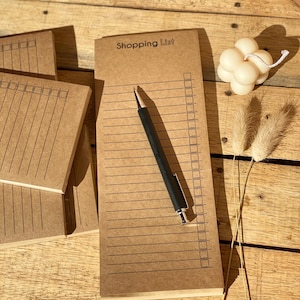Handmade Kraft Paper Magnetic Shopping List Pad, 100 Tear Off Sheets