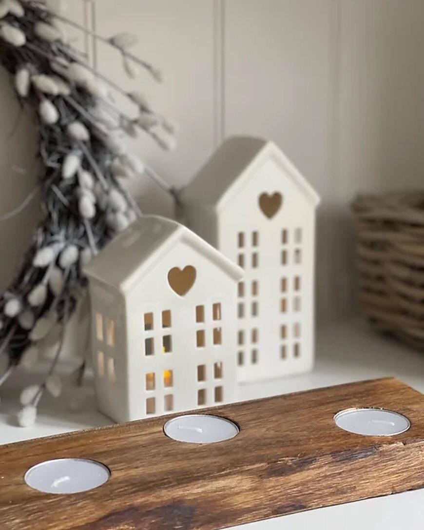 Dainty LED House, Ceramic House Tea Light Holders, Christmas Gift ...
