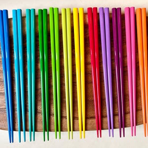 Hand-Painted Bamboo Luxury Rainbow Chopsticks (one pair), Reusable Gift Set
