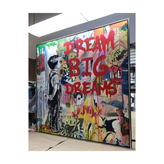 Large Size Handpainted Banksy Street Art Dream Big Dreams Etsy