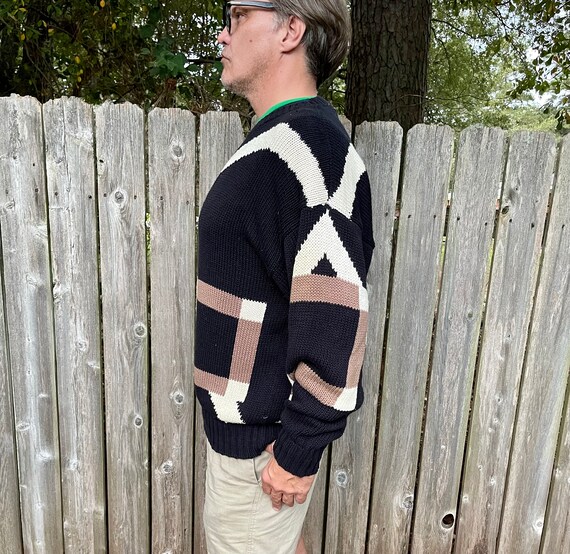 Vintage Men’s Hand Knit Henry Gretchen Geometeic Sweater Size X-Large