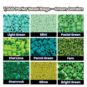 1,000 Perler Bead Bags - Green Garden