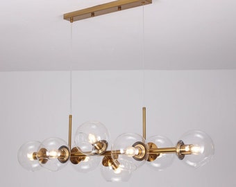 Plafondlamp met glas Messing Hanglamp Industrieel Goud met Glazen Bollen - SeanMiller - Woondecoratie - Verlichting