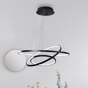 Ceiling lamp 3 Circles Hanging lamp Industrial dining room Black with LED Chandelier Nordic - 20/40/60CM Rings - SeanMiller