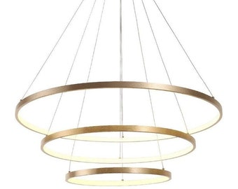 Ceiling Lamp 3 Circles Hanging Lamp Minimalist Modern Industrial Gold with LED Chandelier Nordic - 20/40/60CM Rings - SeanMiller