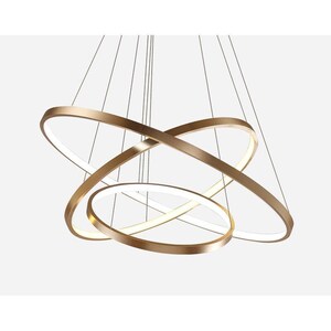 Ceiling Lamp 3 Circles Hanging Lamp Minimalist Modern Industrial Gold with LED Chandelier Nordic 20/40/60CM Rings SeanMiller image 2