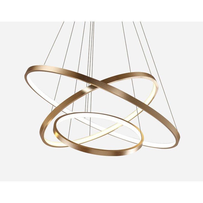 Ceiling Lamp 3 Circles Hanging Lamp Minimalist Modern Industrial Gold with LED Chandelier Nordic 20/40/60CM Rings SeanMiller image 2
