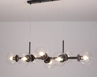 Plafondlamp met glas Hanglamp Industrieel Zwart eetkamer met Glazen Bollen - SeanMiller - Woondecoratie - Verlichting