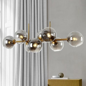 Modern Ceiling Lamp with smoked glass glass brass Hanging Lamp Industrial Gold with Glass Balls - Home Decoration - Lighting