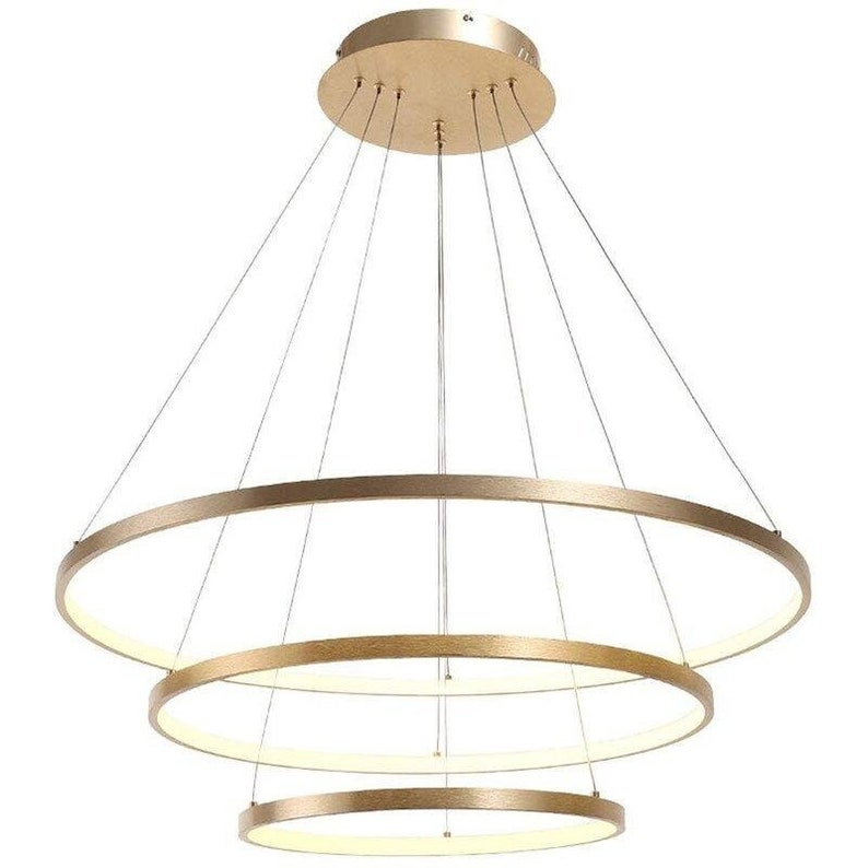 Ceiling Lamp 3 Circles Hanging Lamp Minimalist Modern Industrial Gold with LED Chandelier Nordic 20/40/60CM Rings SeanMiller image 1