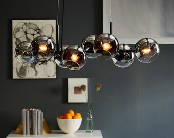 Ceiling Lamp with Smoked Glass Hanging Lamp Industrial Black with Glass Balls - SeanMiller - Home Decoration - Lighting