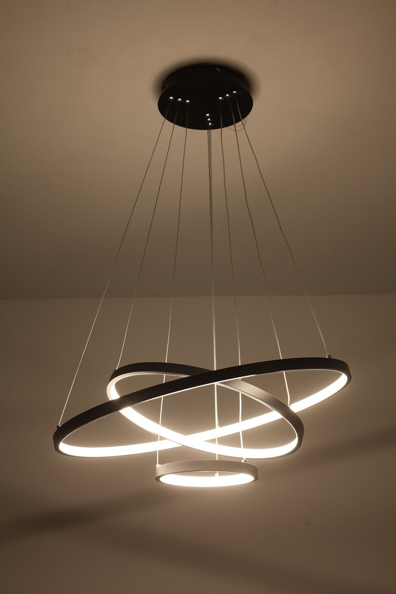 Lampada da soffitto 3 cerchi Lampada a sospensione moderna minimalista oro industriale con lampadario a LED nordico Anelli 20/40/60CM SeanMiller immagine 8