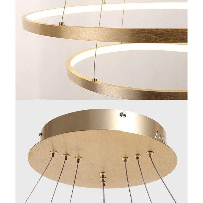 Ceiling Lamp 3 Circles Hanging Lamp Minimalist Modern Industrial Gold with LED Chandelier Nordic 20/40/60CM Rings SeanMiller image 4