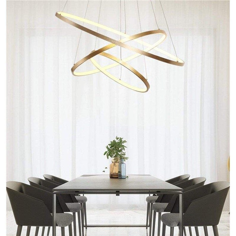 Lampada da soffitto 3 cerchi Lampada a sospensione moderna minimalista oro industriale con lampadario a LED nordico Anelli 20/40/60CM SeanMiller immagine 6