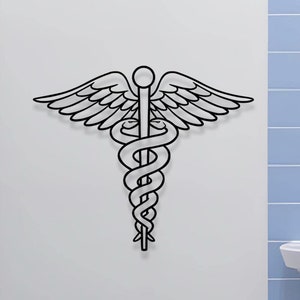Caduceus Symbol Metal Wall Art: Doctor Office Decor