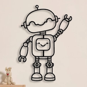 Robot Metal Wall Art: Sci-Fi Decor for Kids Room