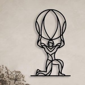 Atlas Metal Wall Art: Greek Mythology Decor, Modern World Map