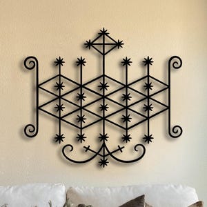 Veve Ogun Metal Wall Decor: Voodoo Symbol Art