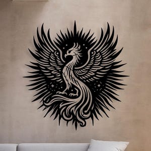 Phoenix Metal Wall Art: Mythical Bird Sign