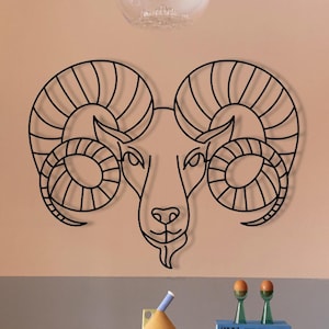 Dekoracja ścienna z metalową głową barana, sztuka ścienna Barana, znak zodiaku, duża dekoracja ścienna, zwierzę barana Barana, dekoracja ścienna w stylu western, pomysły na prezenty Barana, sztuka metalowa