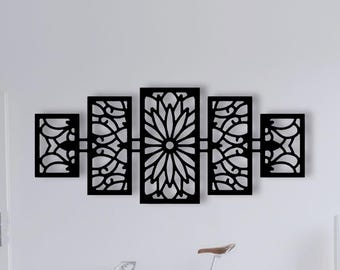 Arte de parede de metal com mandala floral - Decoração Boho para casa