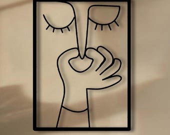 Funny Toilet Metal Wall Art: Minimalist Line Art Decor
