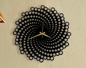 Reloj de pared con burbujas de metal negro: decoración moderna con efecto de ilusión óptica para el hogar.