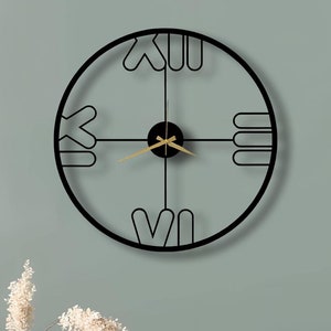 Large Metal Roman Numeral Wall Clock: Minimalist Home Decor