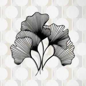 Ginkgo Biloba Leaf Metal Wall Art: Tropical Decor